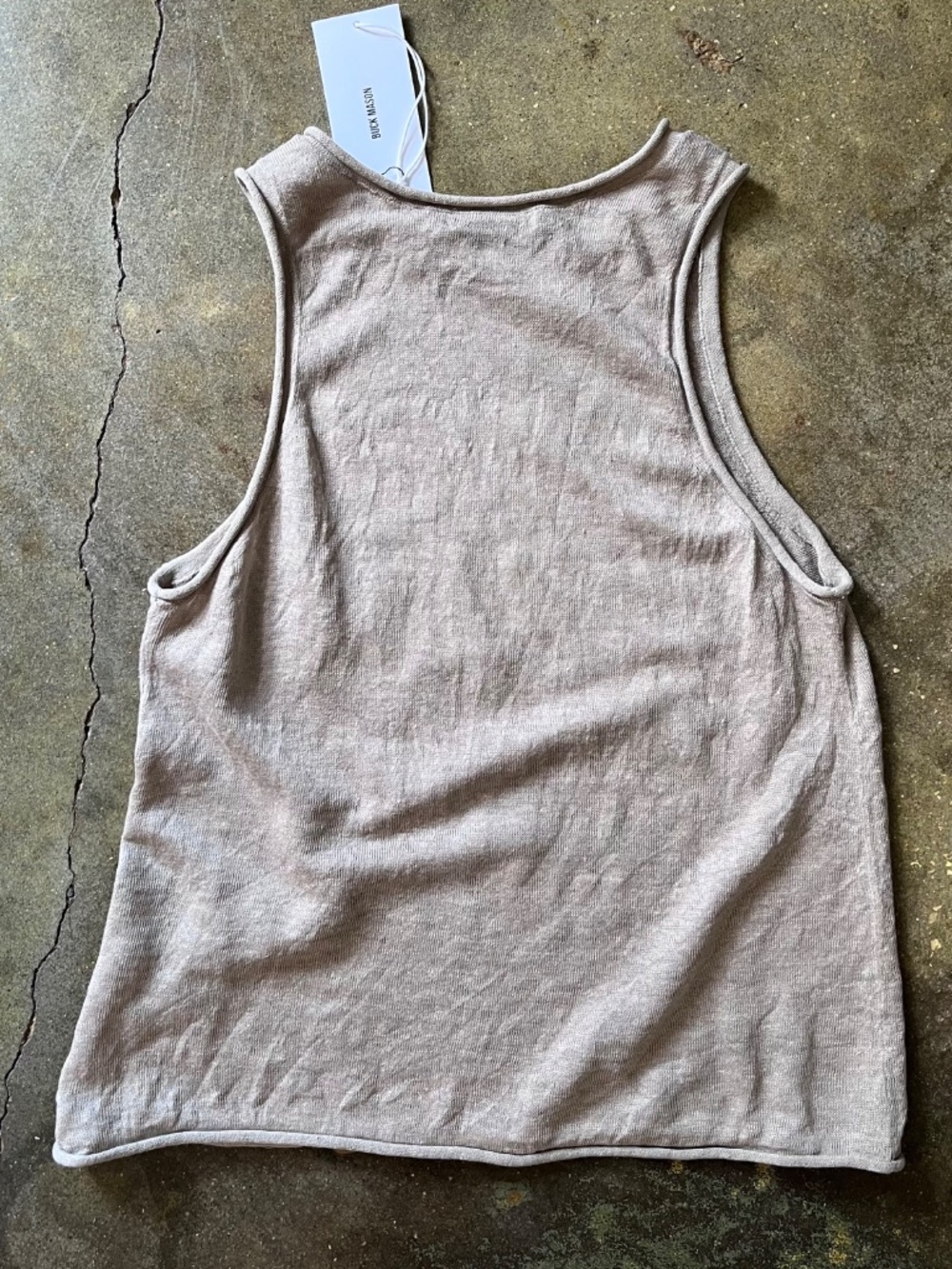 Buck Mason Lighthouse Linen Tank, Driftwood, Size S - Picture 4 of 6